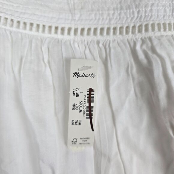Madewell NWT Eyelet Flutter Sleeve Cotton Blend Women Top Size Small Square Neck - Picture 7 of 16